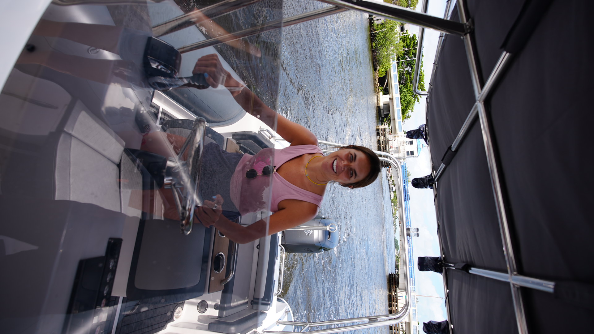 Catherine aboard the boat
