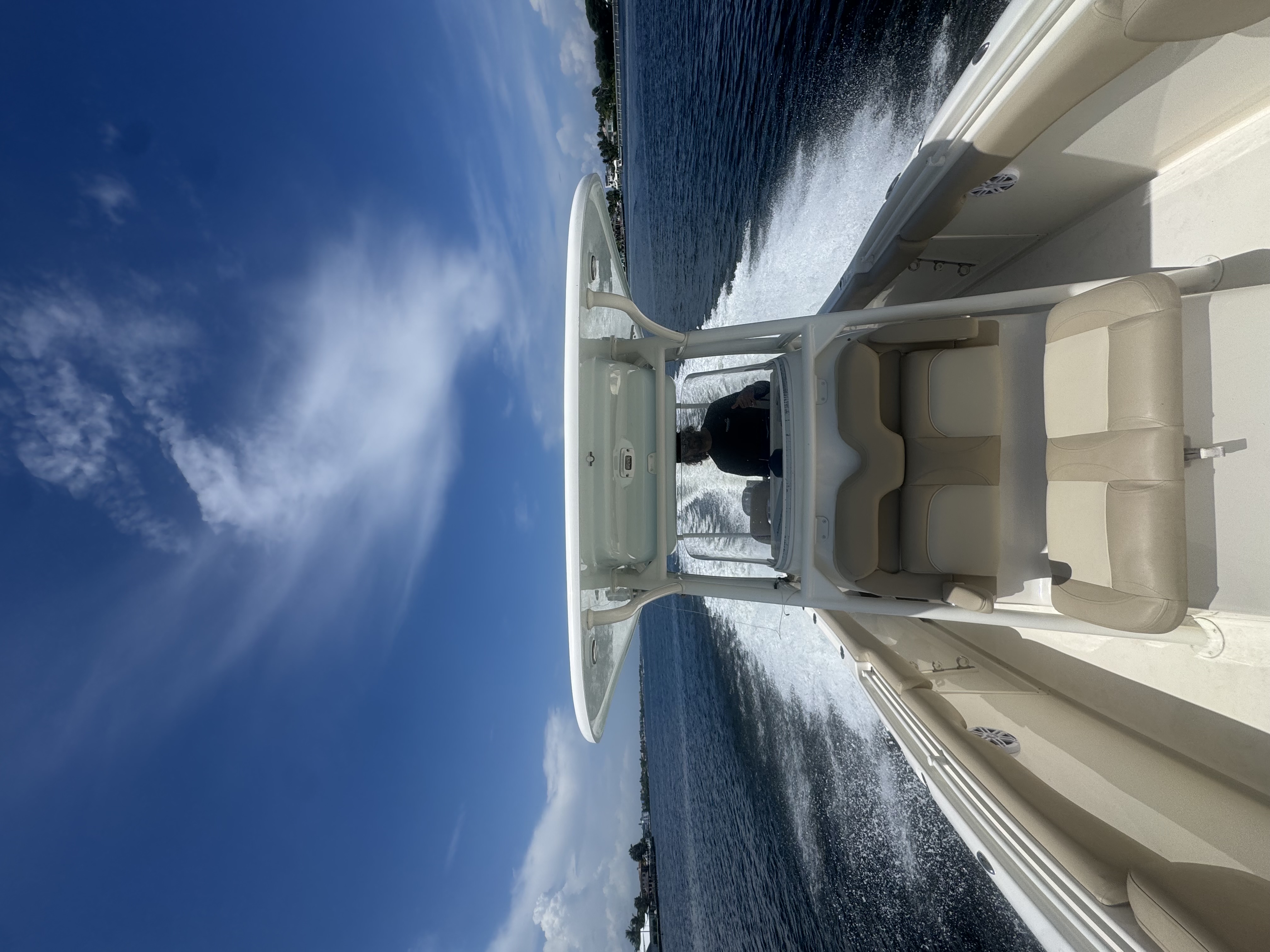View aboard the Key West center console boat underway